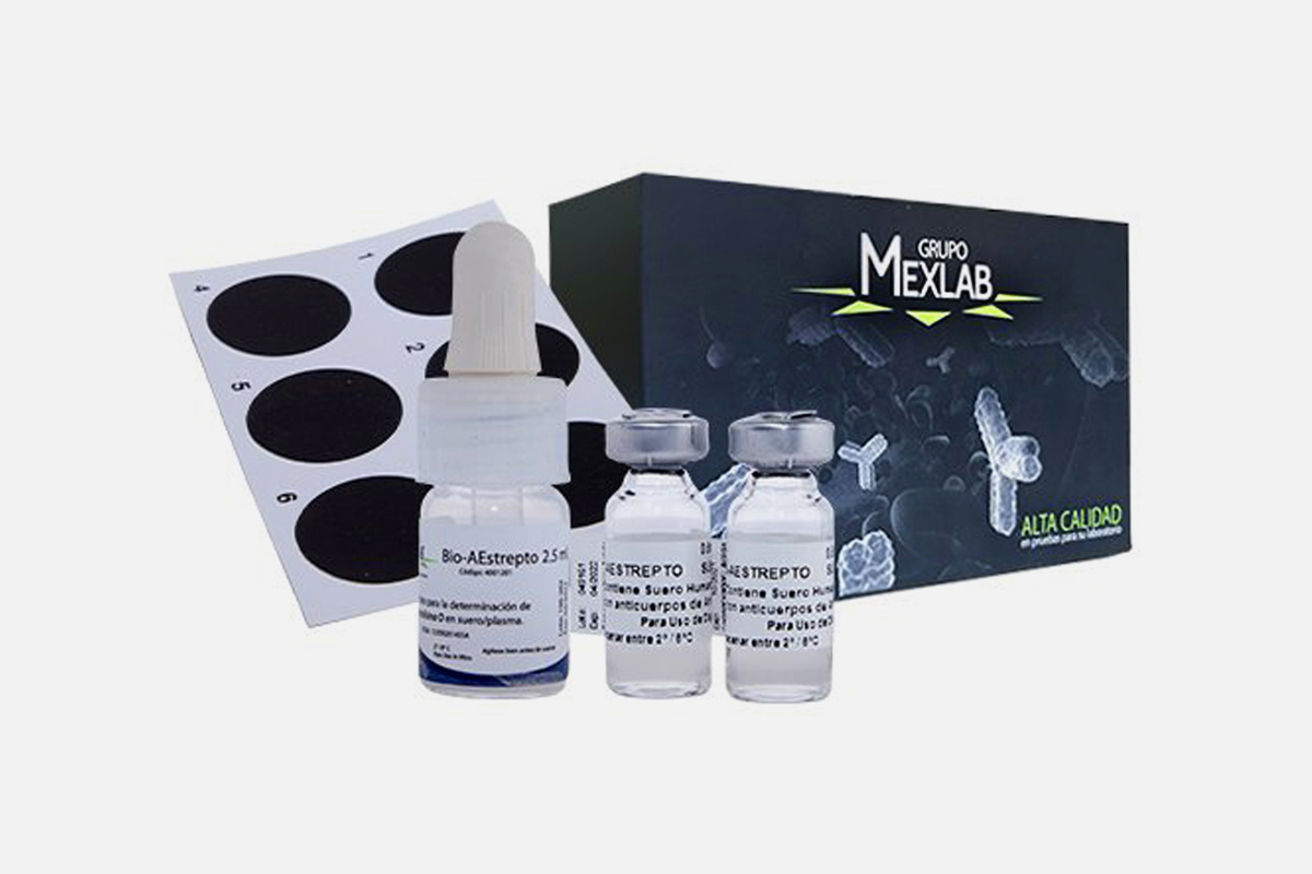 Prueba rápida de aglutinación en látex para la determinación cualitativa y semicuantitativa de anticuerpos de Estreptolisina O | 4001201 BIO-AESTREPTO