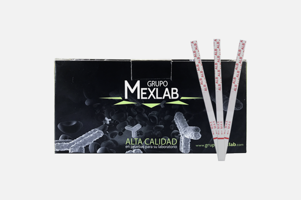 Prueba rápida para la detección semicuantitativa de microalbúmina en la orina (25 Tiras) | 4001309 Microalbúmina para detección en orina